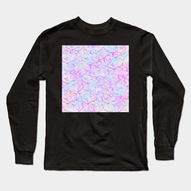 Electronic Waves Liquid Design Pattern Long Sleeve T-Shirt by Rebekah Thompson